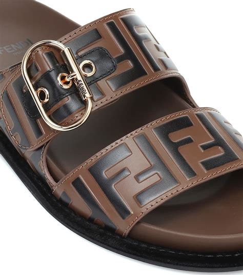 fendi logo leather sandals|Fendi birkenstock style sandals.